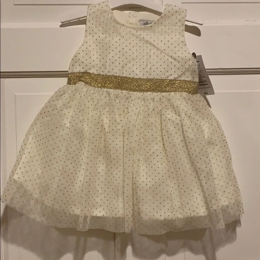 New Carter’s Creme and Gold Tulle Dress - Size 6M